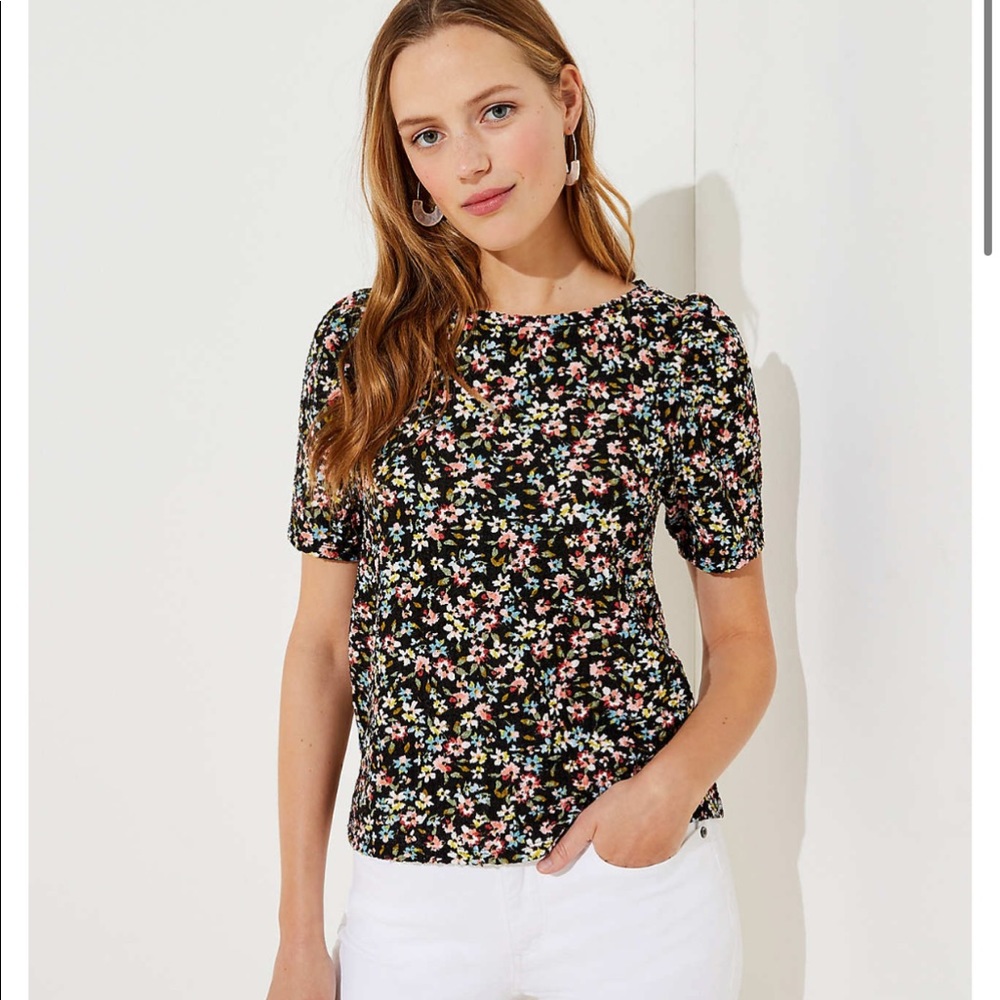 Ann Taylor Loft Floral Puff Sleeve NWOT